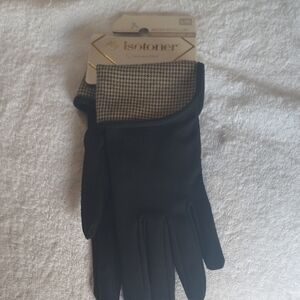 Isotoner Women's Black and Tan Gloves